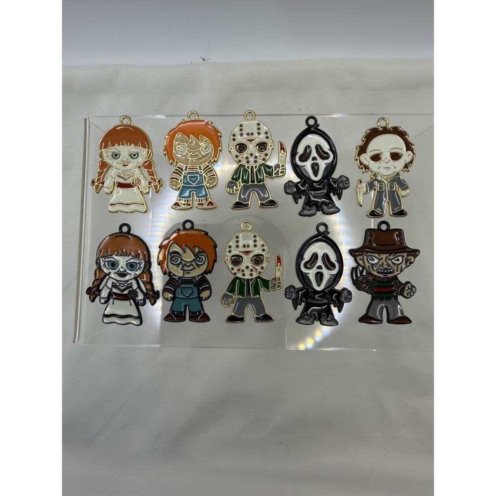 Lot Of 10 Horror Character Charms Pendants Freddy, Jason, Scream, Chuck and More